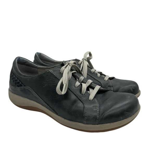 Aetrex Dana Lace Up Leather Oxford In Navy Sz 40 Comfort Coastal Grandma Office - Picture 2 of 12